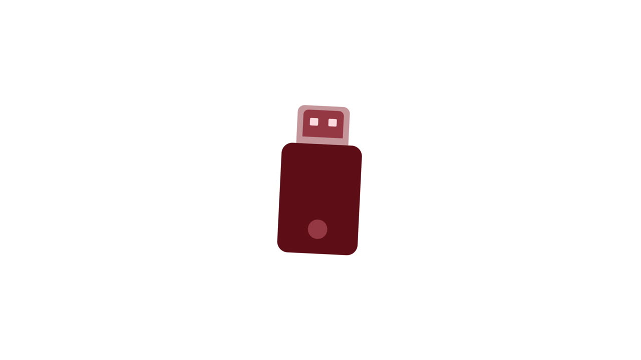 Animerad USB-minnesikon som visas och försvinner.