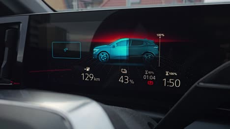 charging info on the dashboard of an electric vehicle