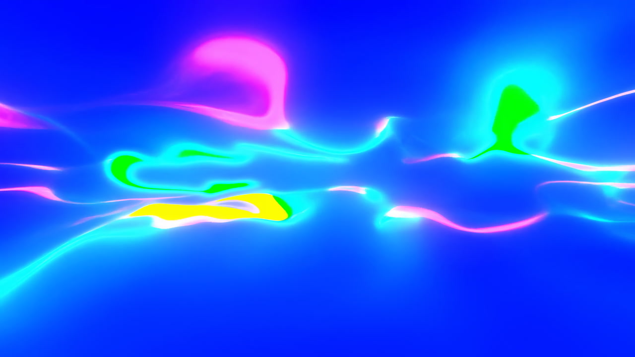 Liquid Neon Waves Shimmering On Blue Vfx Artist Creating Psychedelic Motion Background Vibrant Pink And Green