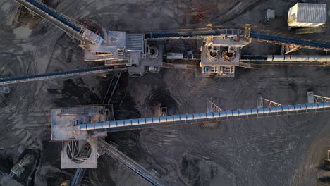 overhead aerial view of conveyor system at gravel, sand, and crushed stone mine in clarksville tennessee