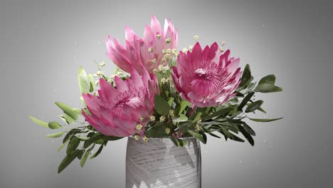 flores en un jarrón de botella de vidrio renderización 3d
