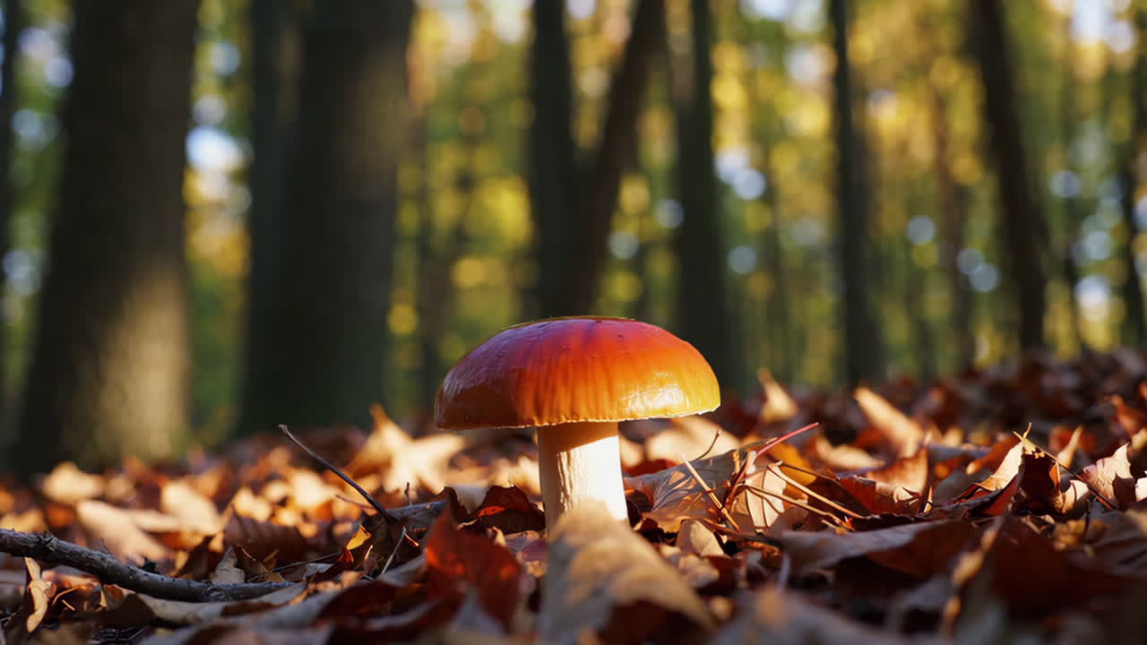 hongos en el bosque de otoño