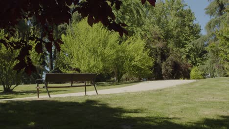 banco en un parque del oeste en madrid en un día soleado