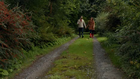 happy couple walking together