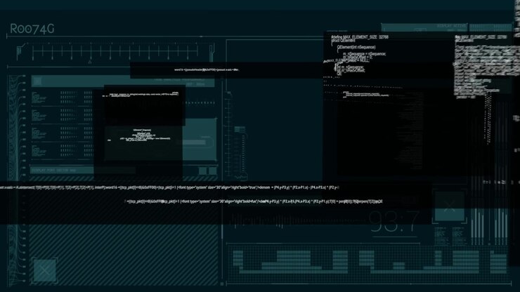 Animation of data processing on black background