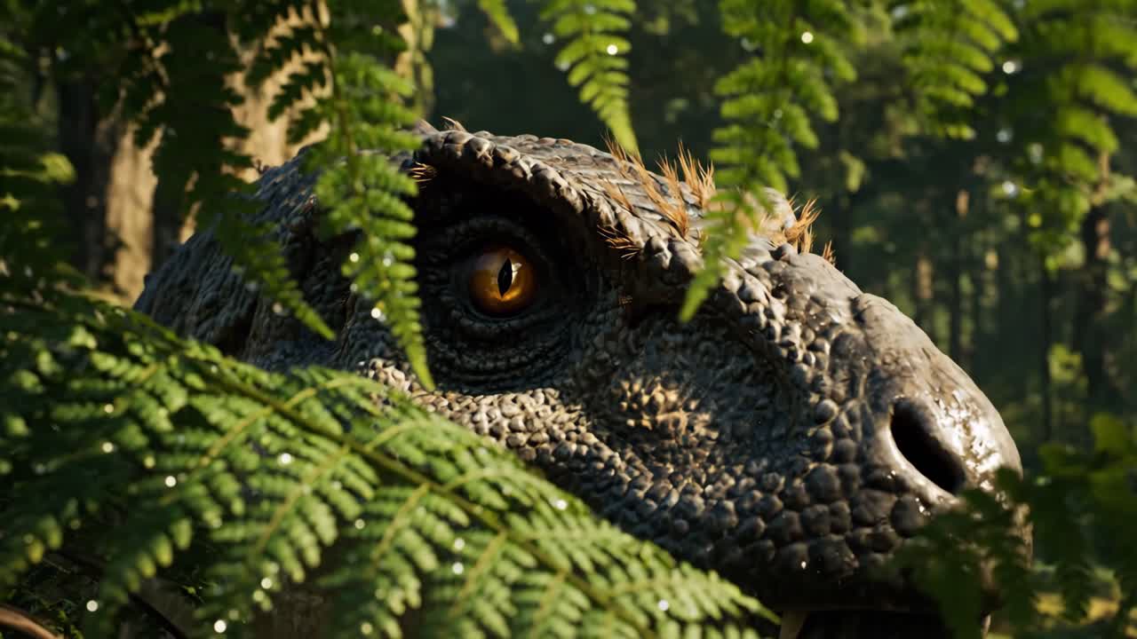 Close-up of a T-Rex in a Lush Jungle
