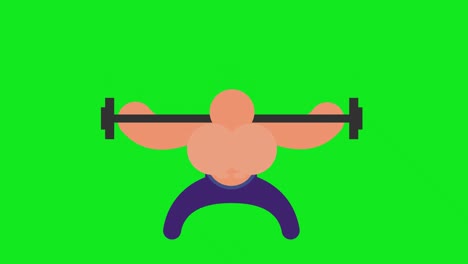 flat weight lifting icon animation with green screen background.