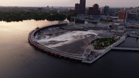 Drone-Shot-Chaudiere-Falls-Y-Ottawa-River-E-Hidroelectricidad-En-Canadá