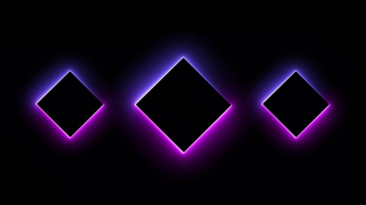 Neon Glowing Diamonds on Black Background