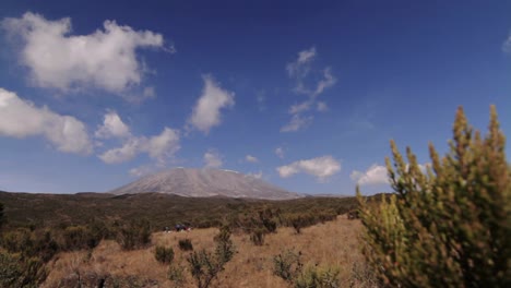 amplia vista de los excursionistas del kilimanjaro en primer plano