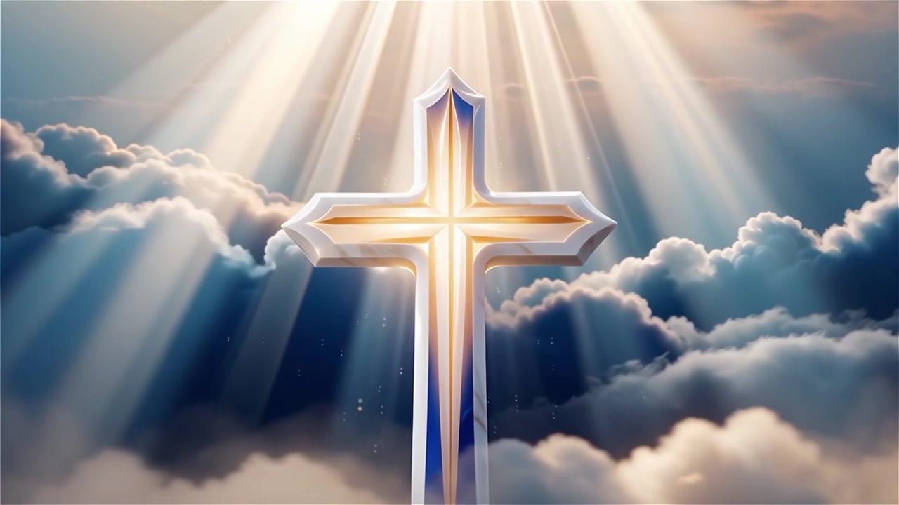 Christian Cross Heavenly Light Worship Background