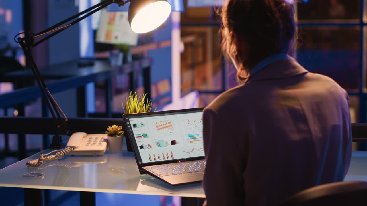Businesswoman working on a laptop in the office
