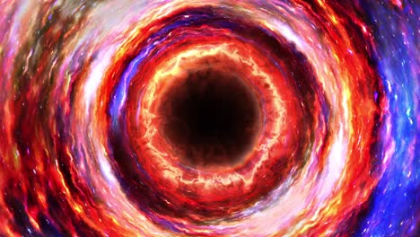 abstract glow colorful purple pink red energy black hole rotation animation on black. 4k 3d glowing  burning energy fire flame vortex cloud cinematic. sci-fi outer space rotating wormhole tunnel.