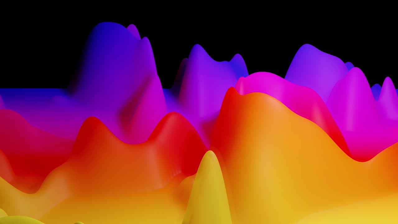 4k seamless loop, abstract fluid red yellow gradients, inner glow wavy surface. Beautiful warm color gradients as abstract liquid background, smooth animation. 3d in flat pleasant modern style. 40