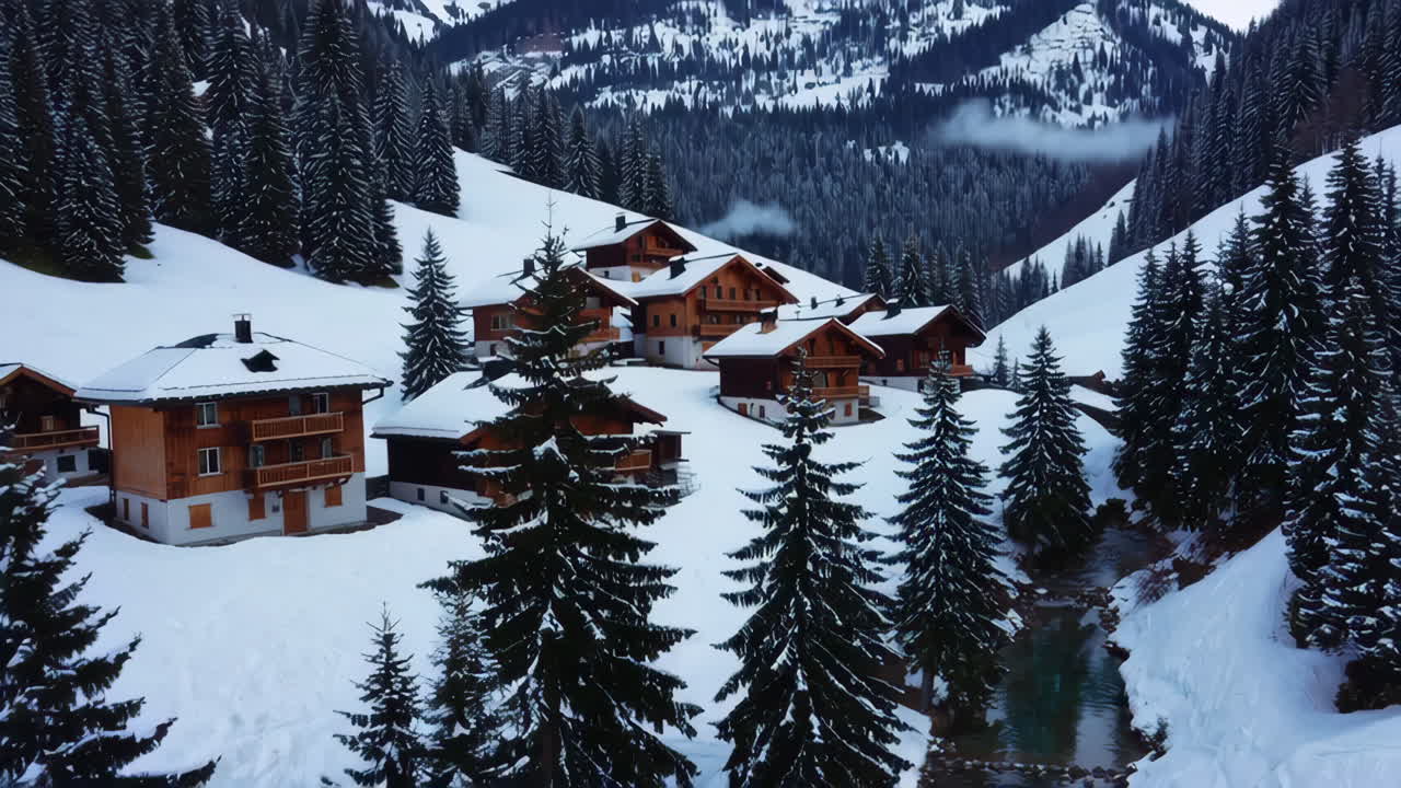 pueblo alpino nevado