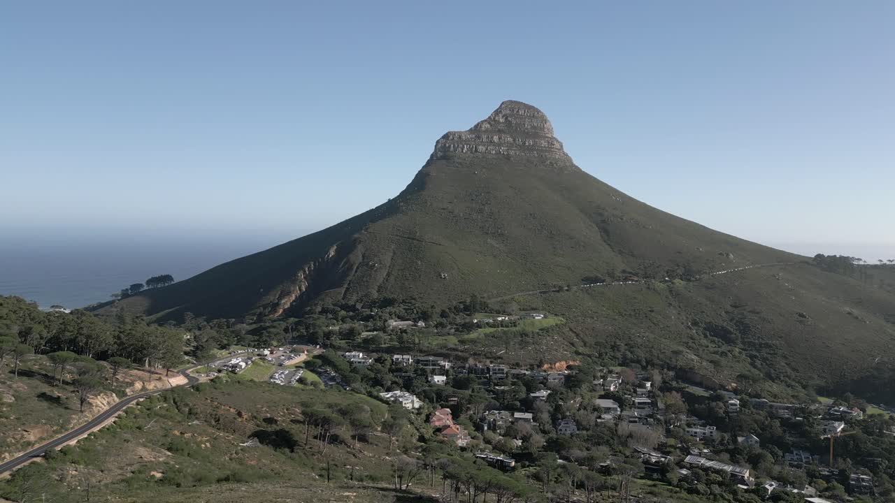 Drone shot of the Lion's Head mountain in South Africa.