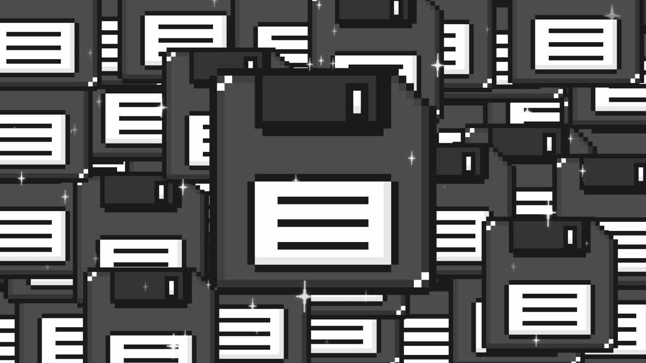 Pop up Pixe Floppy disc Transitions. 1080p - 30 fps - Alpha Channel (6).mov