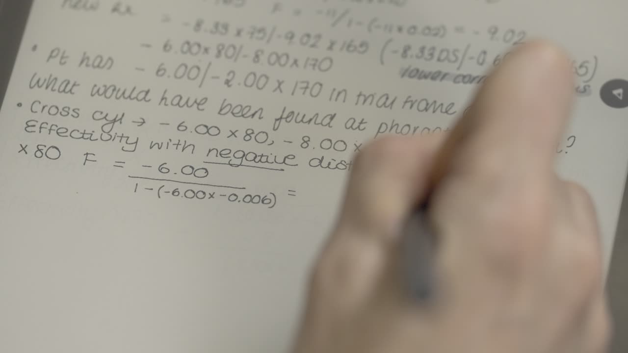 Neat Handwriting of Optometry Equations on Smart Tablet in Slow Motion