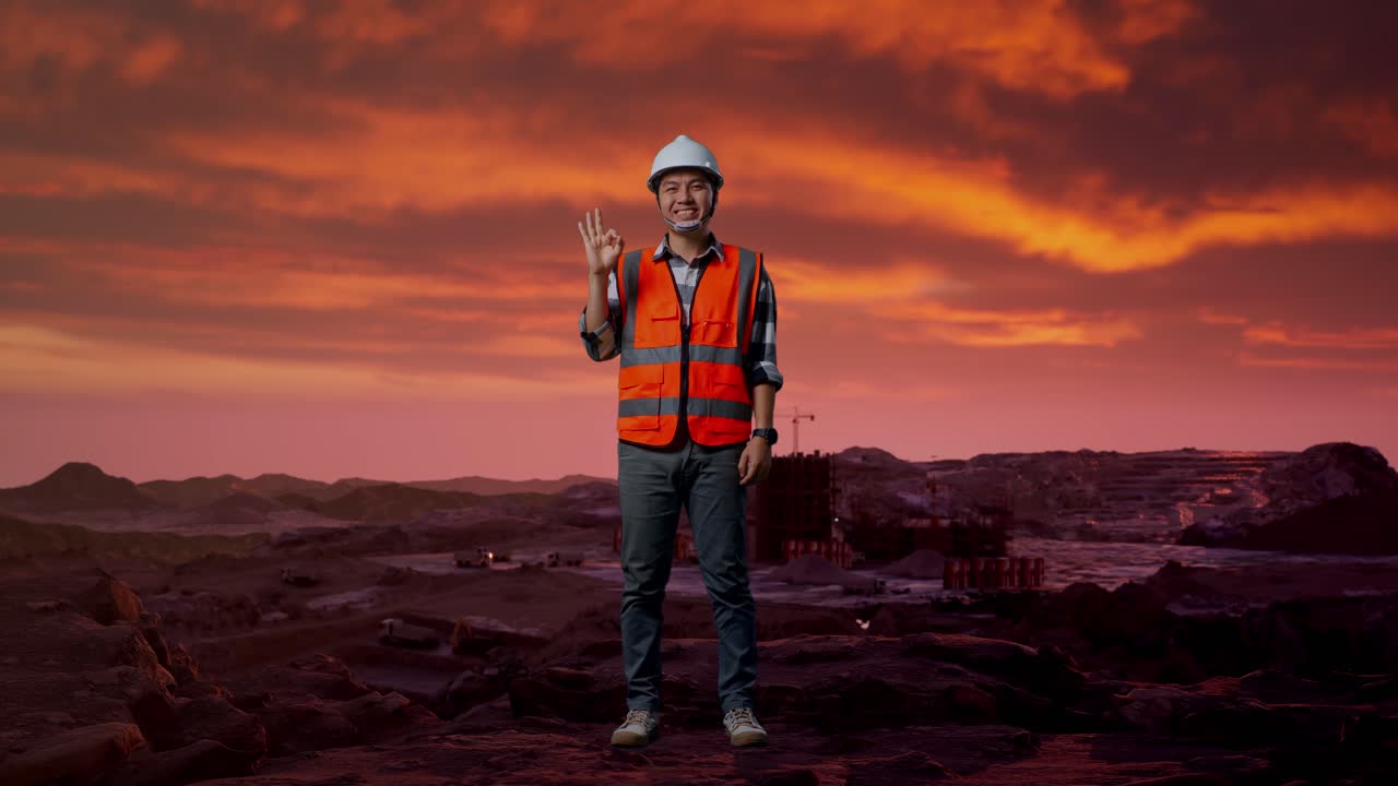 Construction Worker at Sunset Mining Site