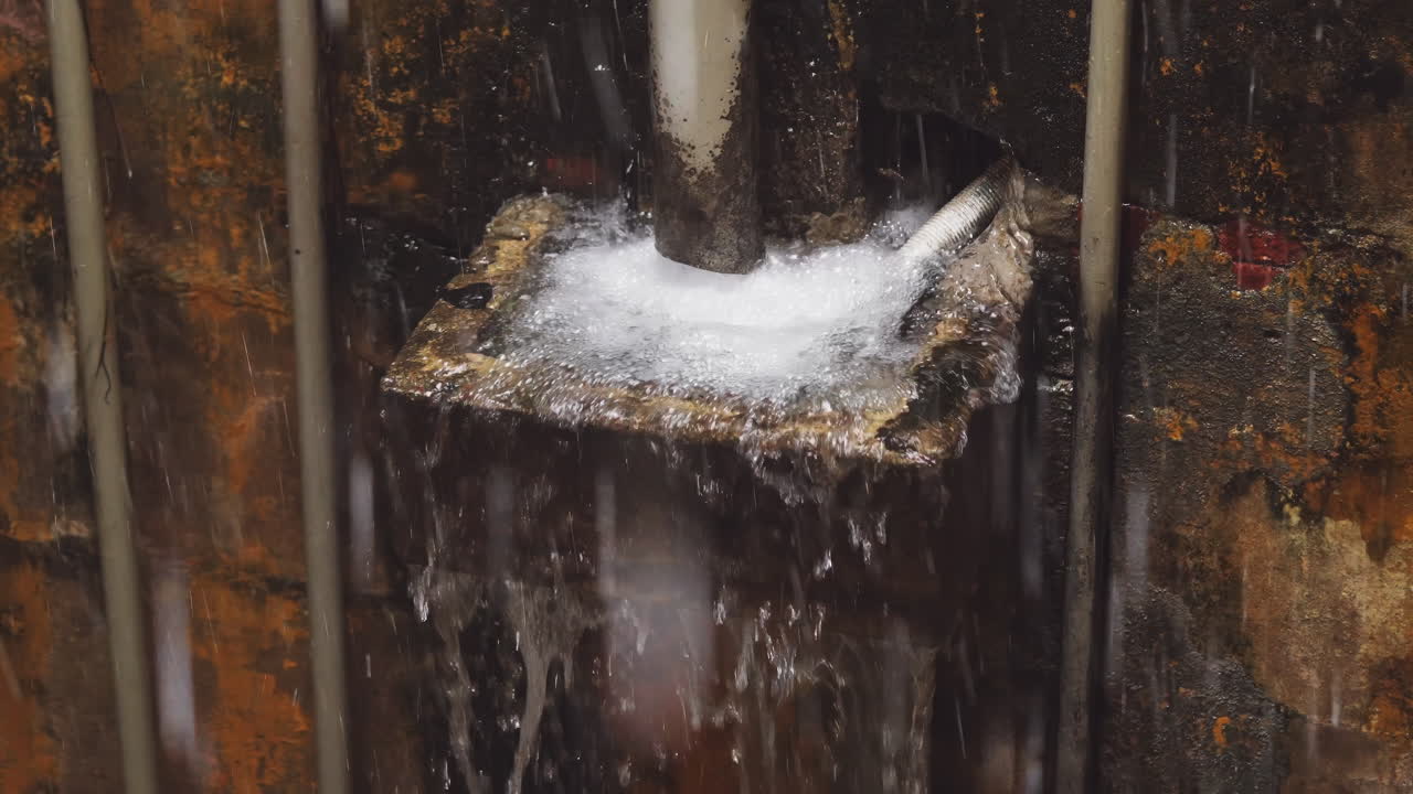 Heavy rain causes overflowing rain drainage