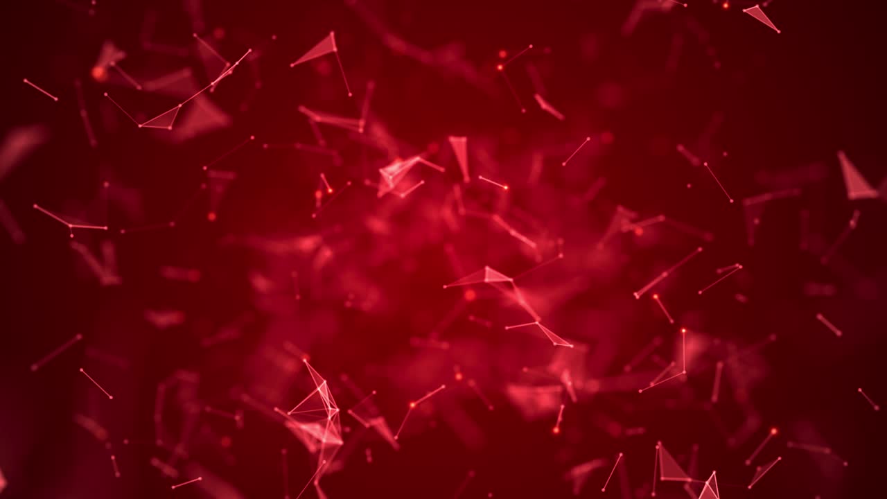 디지털 네트워크, 라인 및 점 연결, 사이버 공간, 추상적인 배경, 빨간색, 원활한 루프, 4k