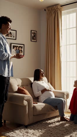 happy family celebrating a pregnancy