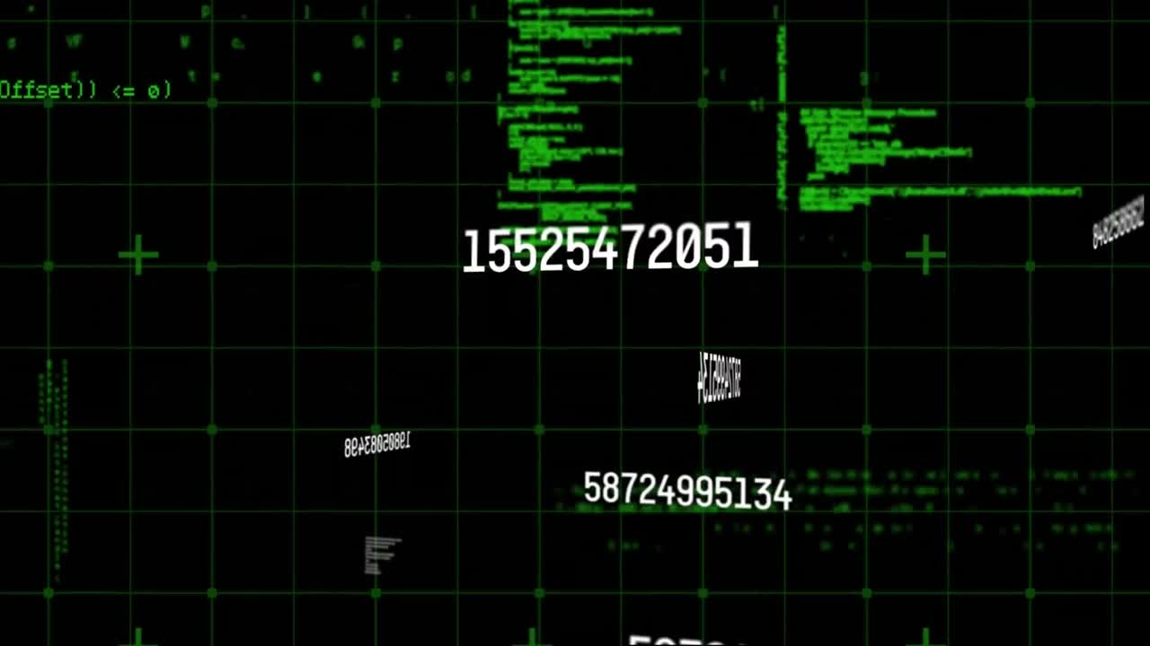 animación del procesamiento de datos sobre un fondo negro