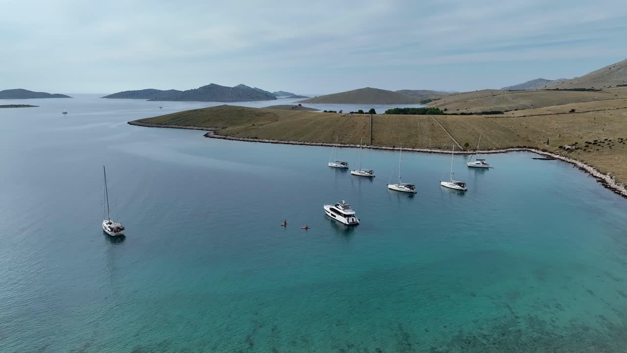 Yachts anchored on the turquoise waters of Kornati.
