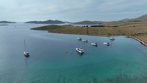 yachts anchored on the turquoise waters of kornati.