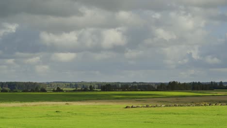 Grünes-Ackerland-In-Der-Ferne.-Wolken-Ziehen