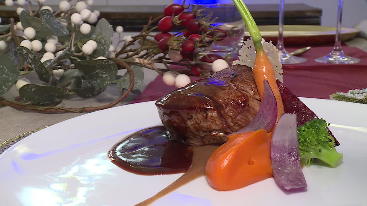 Christmas Dinner Steak with Vegetables