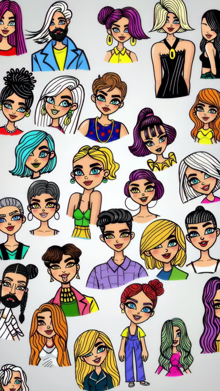 Diverse Cartoon Character Portraits Collection