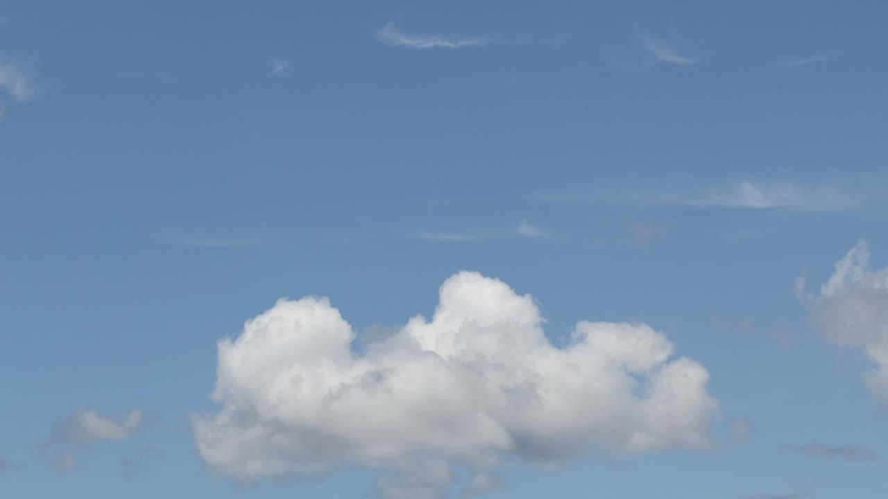 은 파란 하늘을 가로질러 동적 구름 움직임