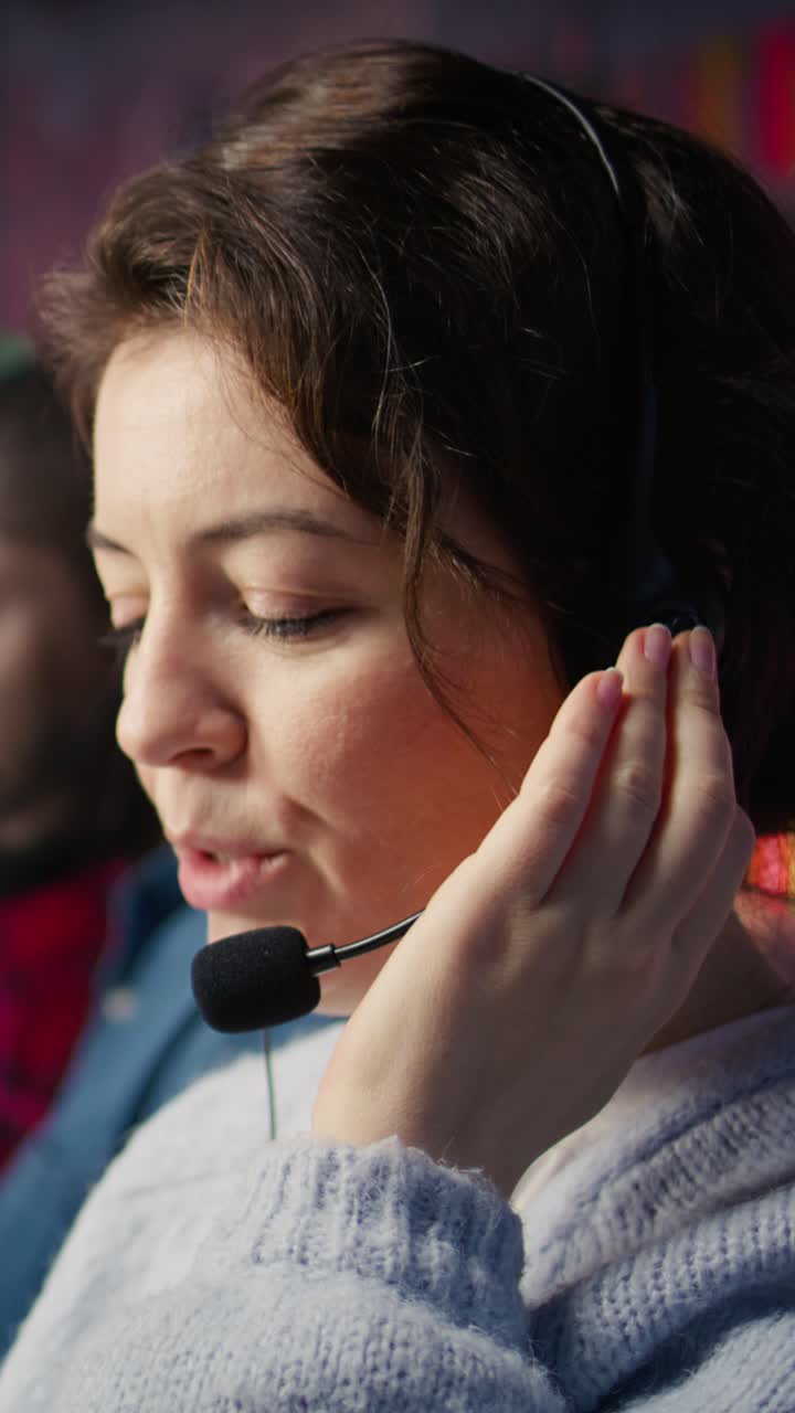 Vertical video Account manager handling customer inquiries and complaints, close up