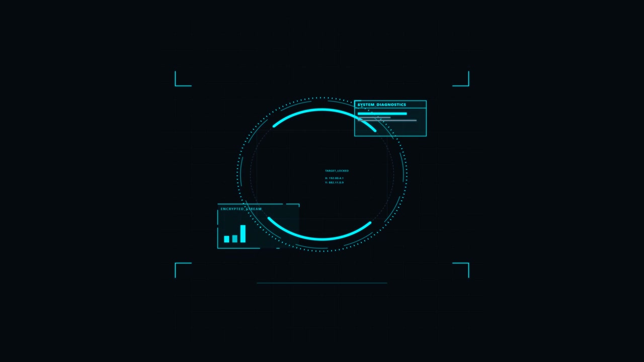 Futuristic Digital HUD Interface with Rotating Circular Scan