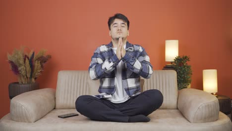 명상하는 사람.