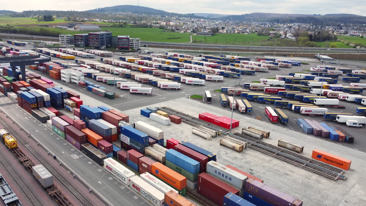 Aerial view of a large container terminal