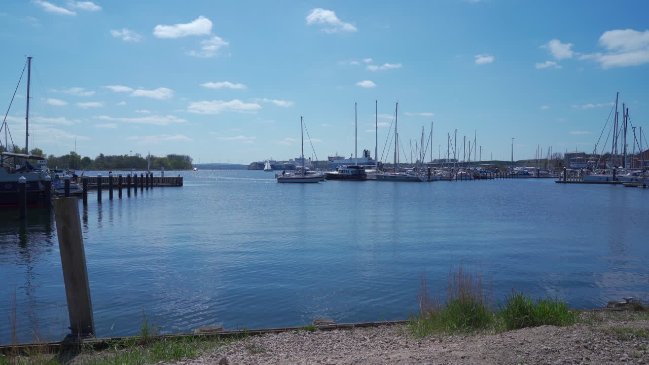 세일보트가 동시에 마리나에 들어갑니다.