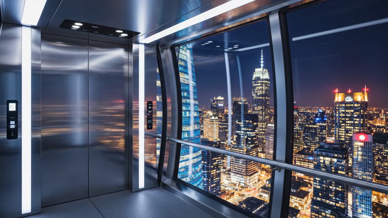 Modern Elevator with City View
