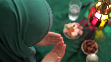 muslim woman wearing hijab. holy month of ramadan. praying, islam, religion