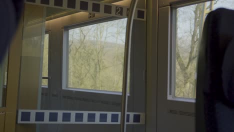 inside a speeding german ice high-speed train with a clear view through the window