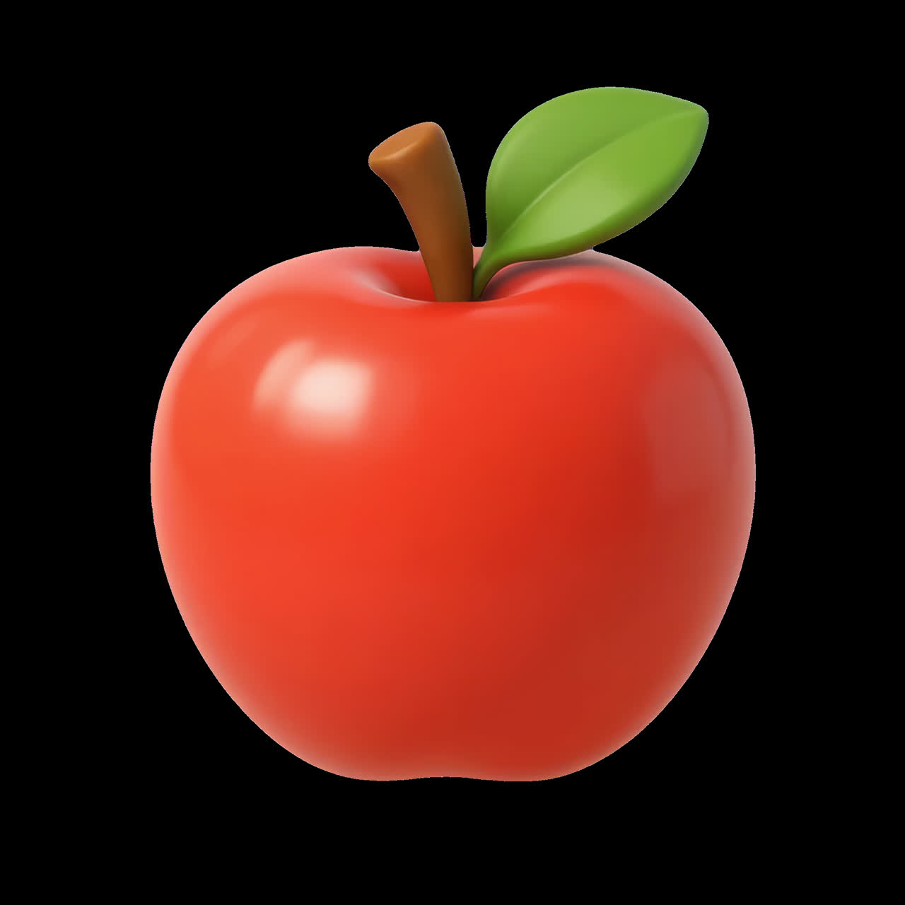 Glat 3D-æbleillustration, animeret, isoleret aktiv, transparent 4K-video, alfakanal, ProRes