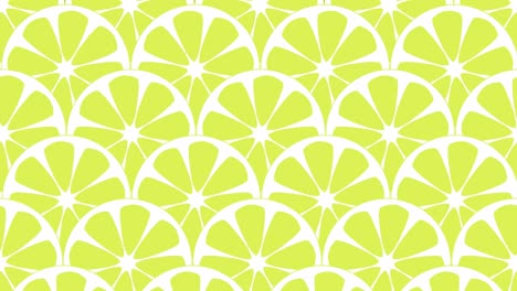 geometric pattern with sliced lemons. retro animated background and illustration in yellow. seamless loop rotating