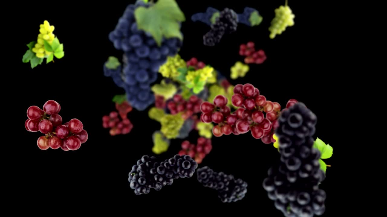 fondo de uvas caídas, bucle, con canal alfa