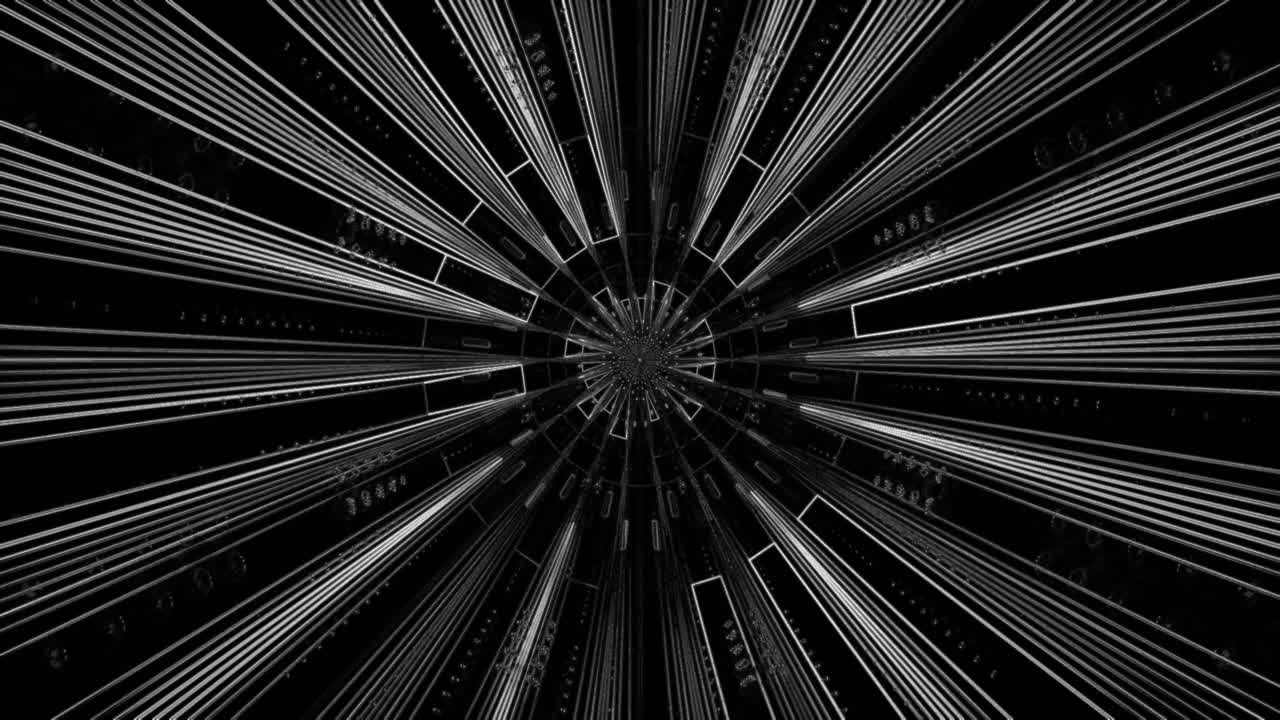 Ein Neon-Tunneleffekt mit dynamischer Bewegung. Das Design zeigt ineinandergreifende Linien, die ein Gefühl von Tiefe und Bewegung erzeugen. Es eignet sich für Bildschirmschoner und Live-Hintergründe.