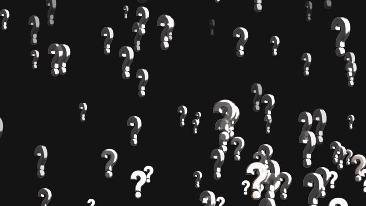 Animated 3D Question Marks Falling on Black Background