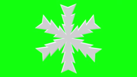 snowflake in white color spinning on green screen