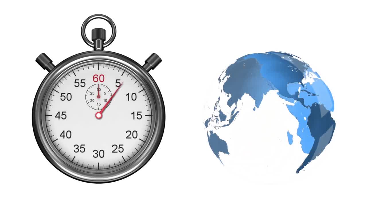 Stopwatch and globe spinning