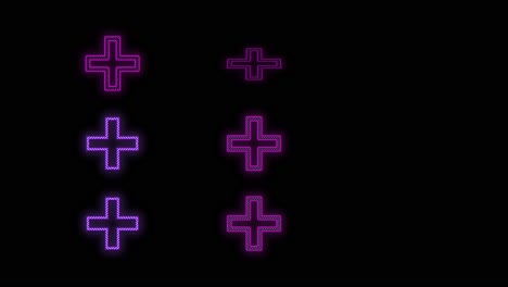 Pulsierendes-Neonviolettes-Pluszeichenmuster-In-Reihen