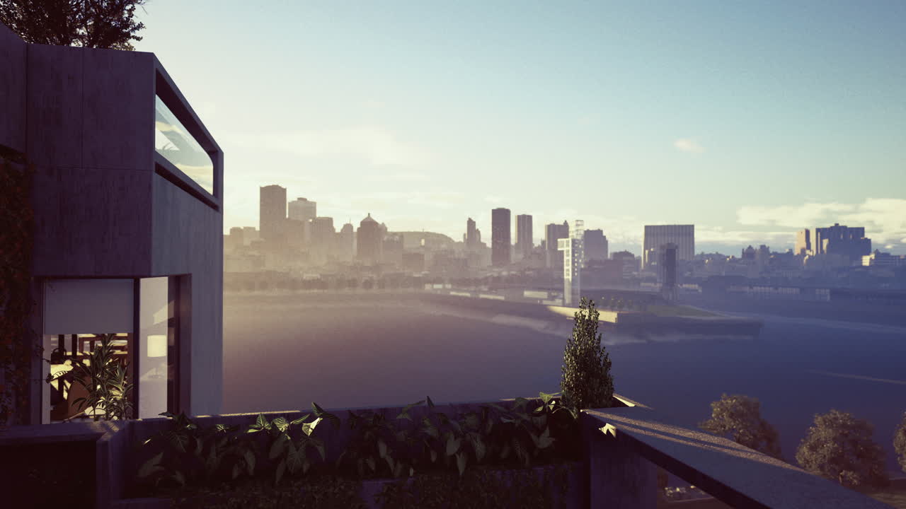 Stunning urban landscape overviewing a modern city skyline at dawn